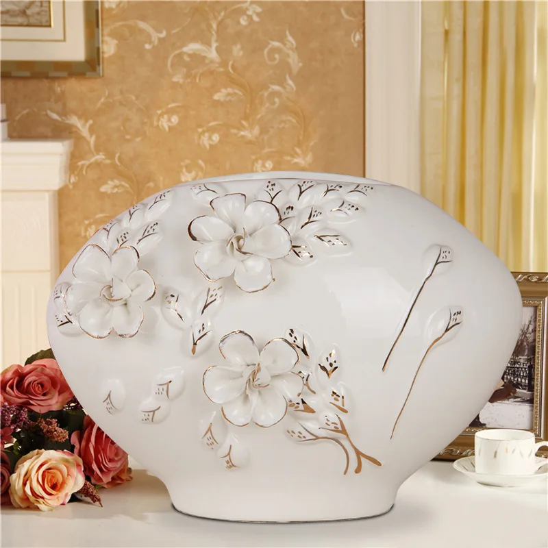 Gold ornaments wholesale ceramic craft vase European Home Furnishing vase creative living room decorative ceramic gifts