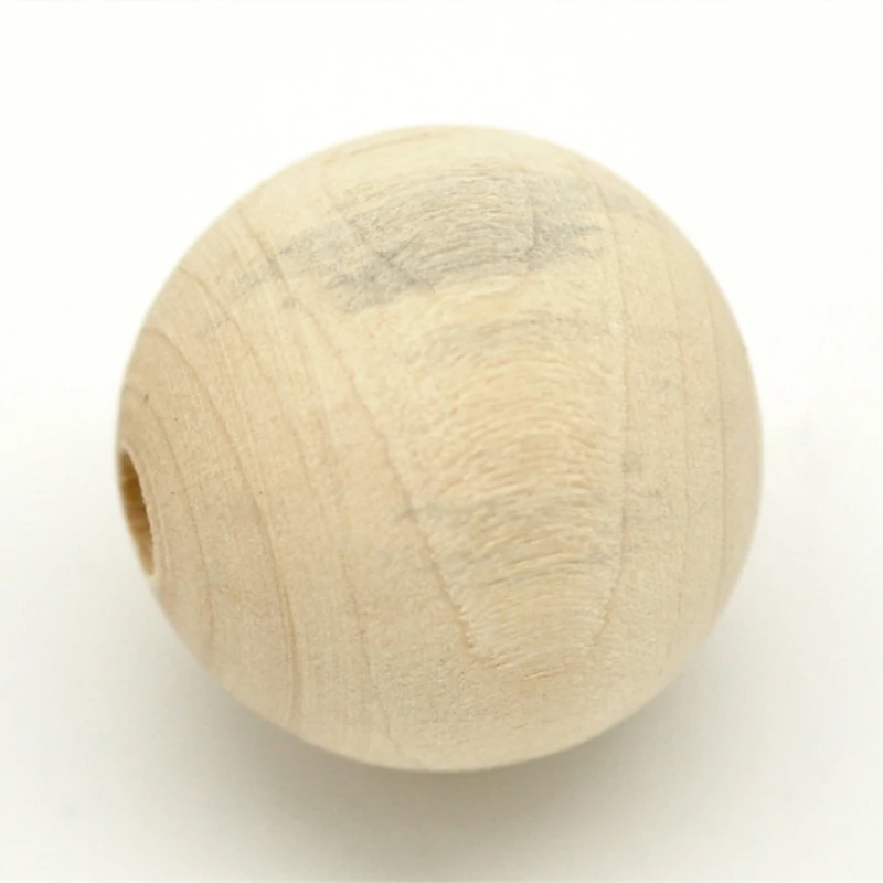 DoreenBeads 30PCs Natural Color Ball Wood Spacer Beads 25mm(1") Dia. Hole Size 5mm(1/4") Jewelry Findings Accessories Wholesale