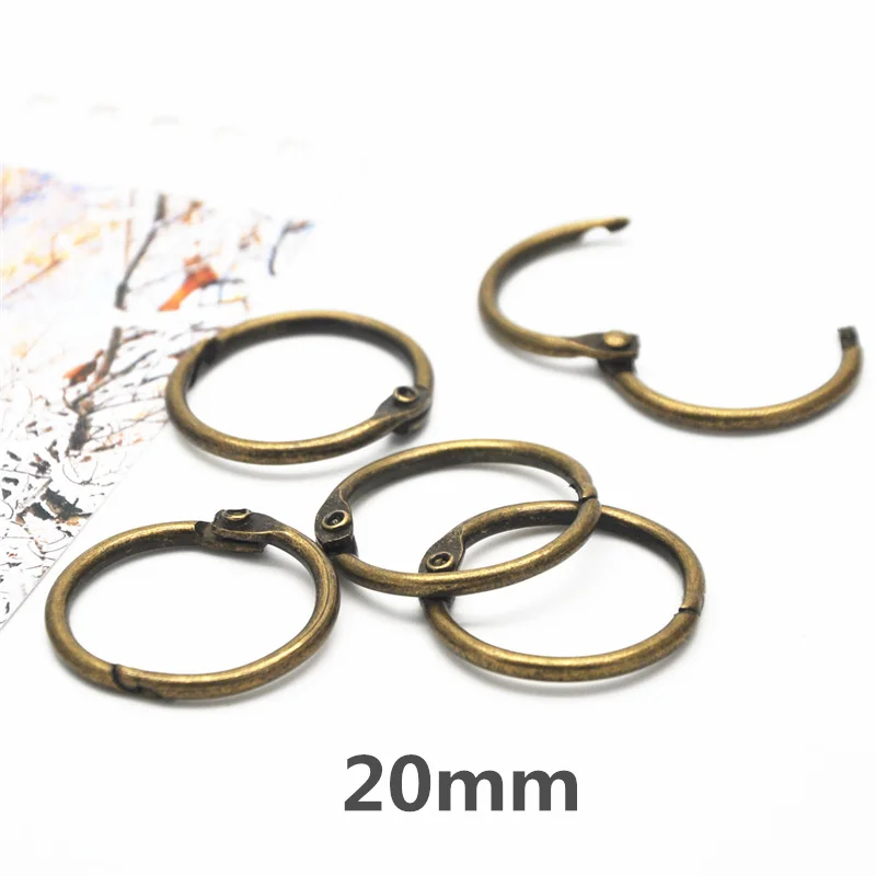 10Pcs 15mm 20mm Metal Binder Ring Bronze Loose Leaf Book Binder Hoop Ring Multifunctional Keychain Circle Book Binder Hoop Offic