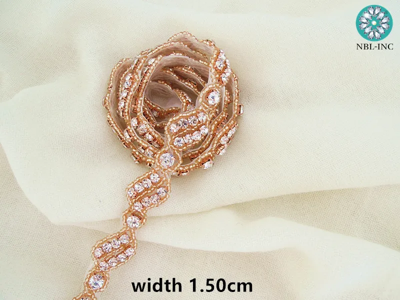 (10 yards) Customized wholesale bridal beaded silver gold crystal Rhinestone Applique Trim iron on for wedding dress WDD0931