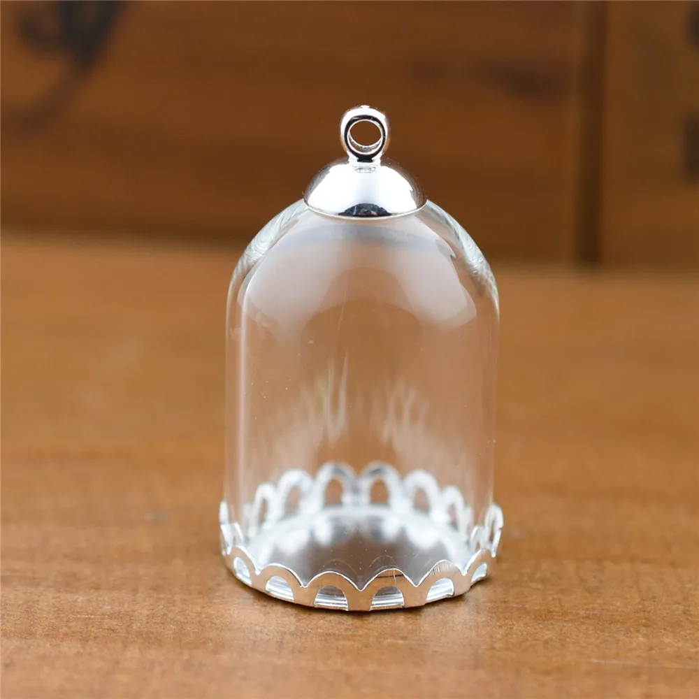 2pcs 25*18mm Hollow Tube Glass Jar Setting Base Beads Cap Glass Pendant Bottle Jewelry Findings Handmade DIY Materials