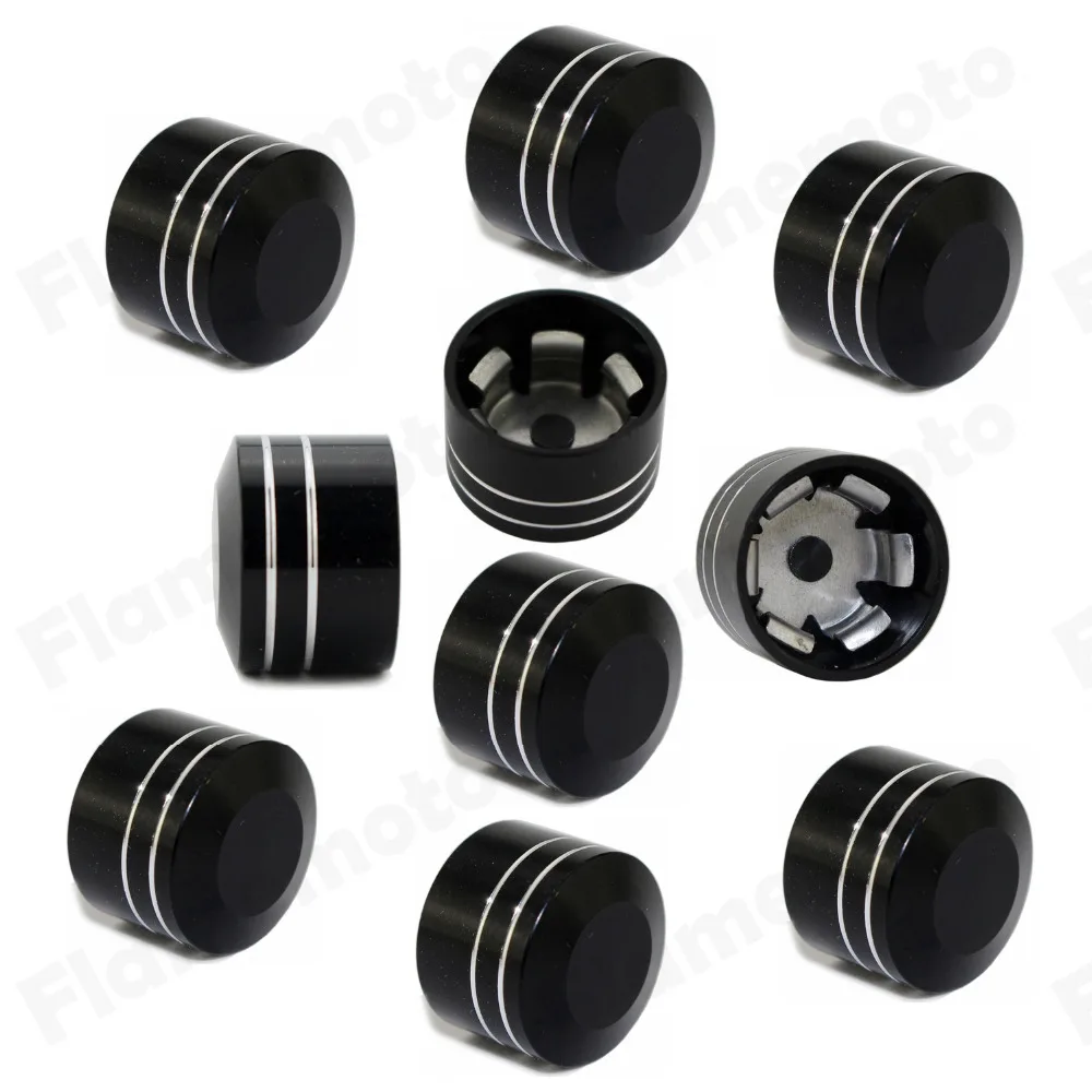 Black Motorcycle Bolt Caps CNC Aluminum Twin Cam Schrauben Bolt Topper Cover Cap Inner Hole 11-14.6mm Screw Universal 10PCS