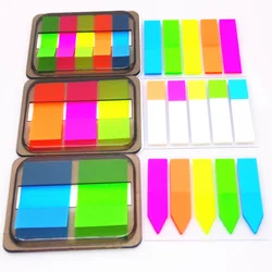 Caja de marcapáginas extraíble de papelería creativa, Bloc de notas autoadhesivas de color fluorescente, marcapáginas de notas adhesivas, 1 unidad