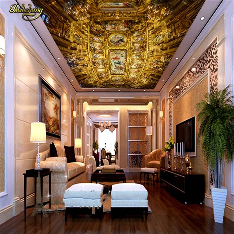 beibehang Modern Scarlet Ceiling Wallpaper Hotel Bar Restaurant Western Restaurant Gallery Ceiling Background Wallpaper Mural