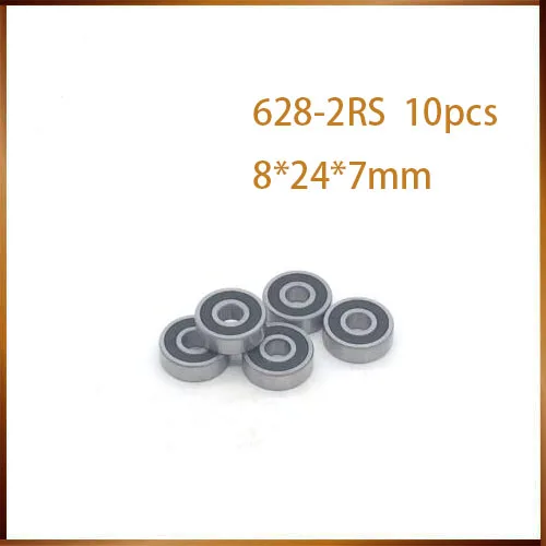 

10PCS ABEC 628 2RS 628RS 628-2RS 628 RS 8x24X8 mm Miniature double Rubber seal High quality Deep Groove Ball Bearing