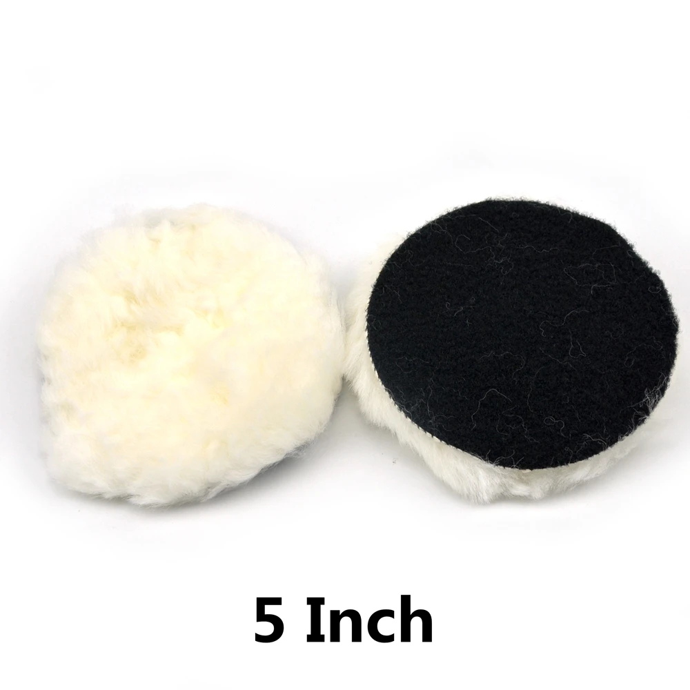 POLIWELL 2Pcs 2/3/4/5/6 Inch Wool Pads Flocking Back Waxing Polishing Buffing Pad Wheel Car Auto Paint Care Polisher Discs