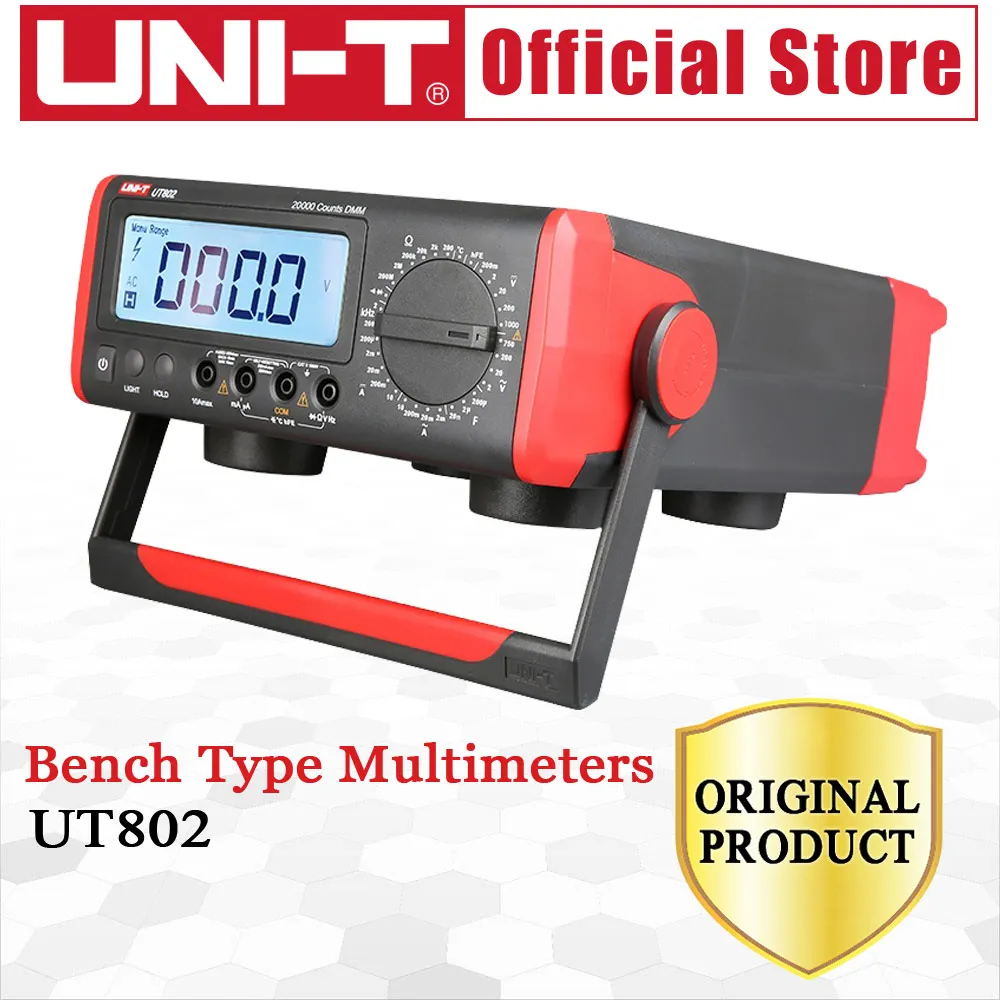 UNI-T UT802 LCD Display Bench Type Digital Multimeters Volt Amp Ohm Capacitance Hz 19999 Counts Tester High-Accuracy