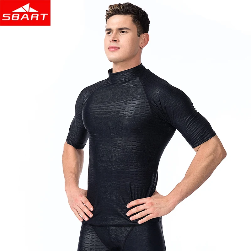 SBART Men Short Sleeved Rashguard Shirt Surf Pants Rash Guards UV Protection Sunscreen Beach Diving Snorkeling Swimming Trunks