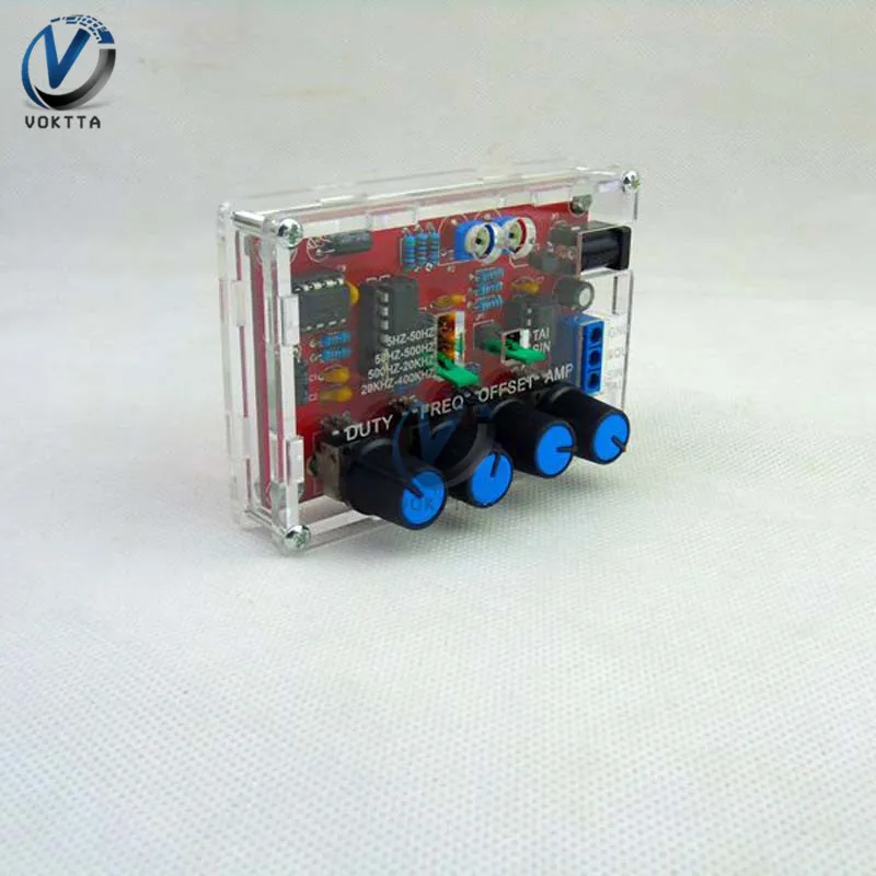 ICL8038 Signal Generator DIY Kit 5Hz-400kHz Adjustable Frequency Pluse Square Waveform Generator with Acrylic Cover Case Protect