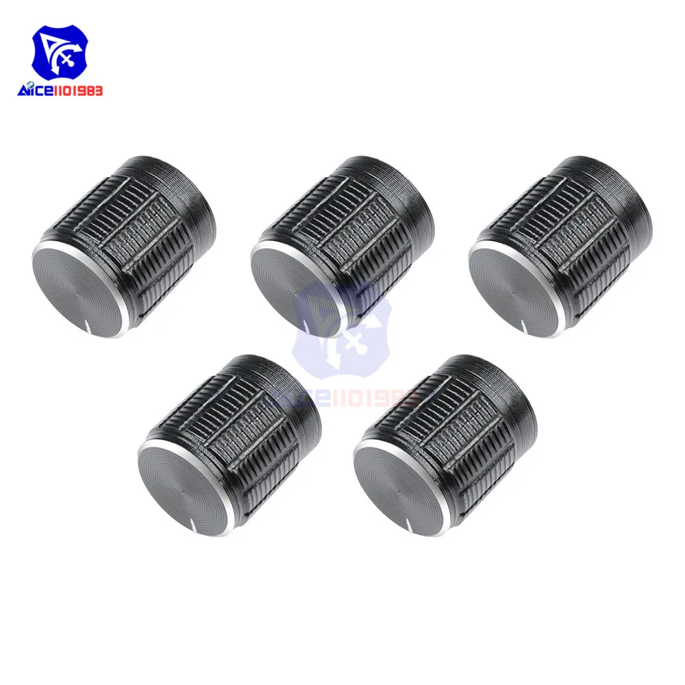 5 Stück/Set, D-förmige Drehknöpfe für Wellen-Encoder, Potentiometer-Schalterknöpfe, Durchmesser 15 mm. x 16,5 mm hohe schwarze Metallkappe – Detail 4