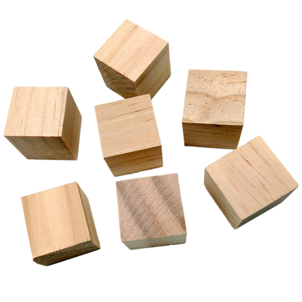 Pack of 20 Natural Wooden Cubes Block Embellishments for Kids Crafts Cardmaking 20mm