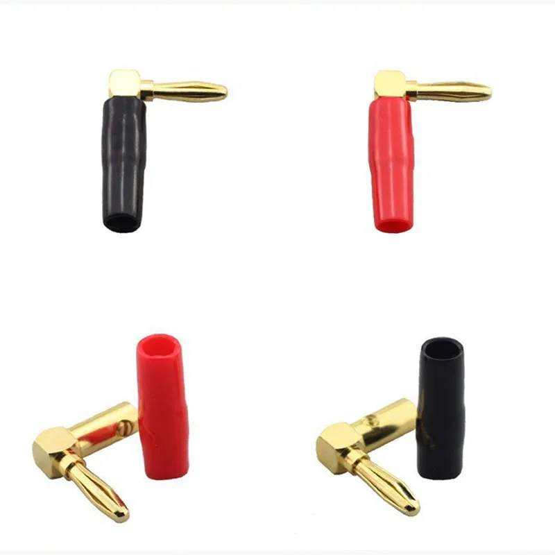 4 Pack Hi-end Copper Right Angle/90 Degree Screw Type Banana Plug / Speaker Cable Connector Banana De L up to 4mm Connector