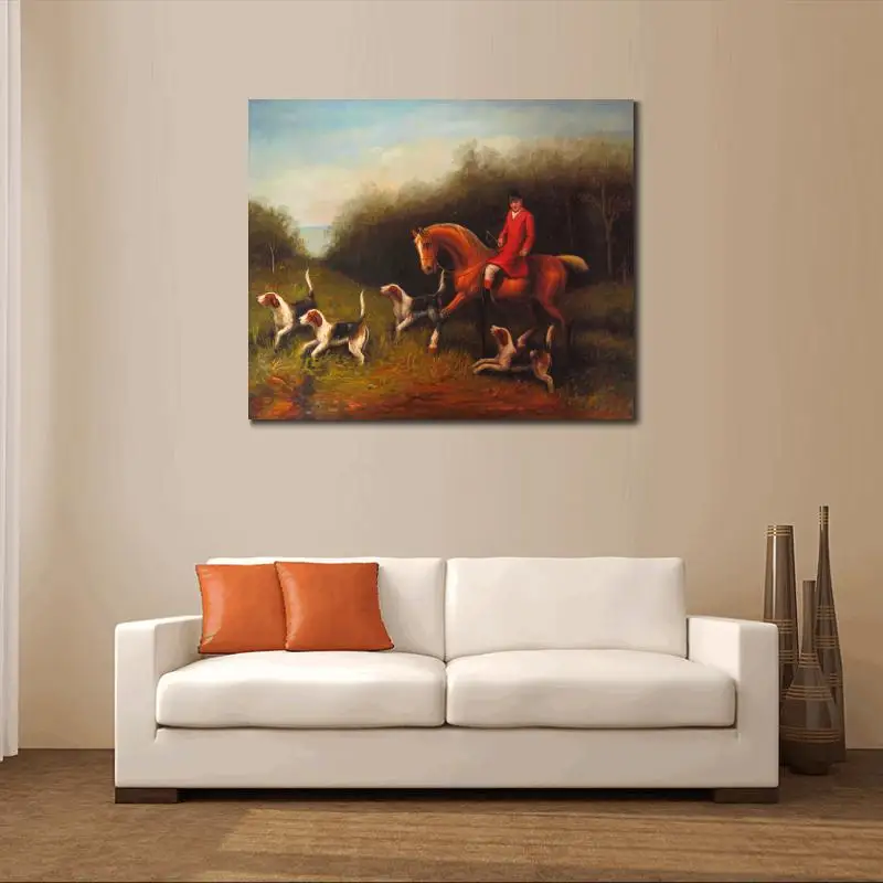 Landscape Art Heywood Hardy Oil Paintings Reproduction Handmade Canvas Artwork Fox Hunting Red Rider Picture for Wall Decor