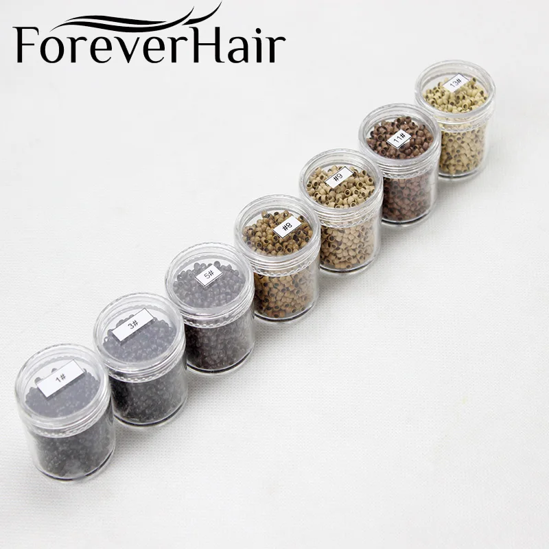 Forever Hair – anneau d'extension de cheveux, 1000 pièces/bouteille, 3mm x 2mm x 2mm, perles en cuivre, Nano anneau, outils d'extension de cheveux