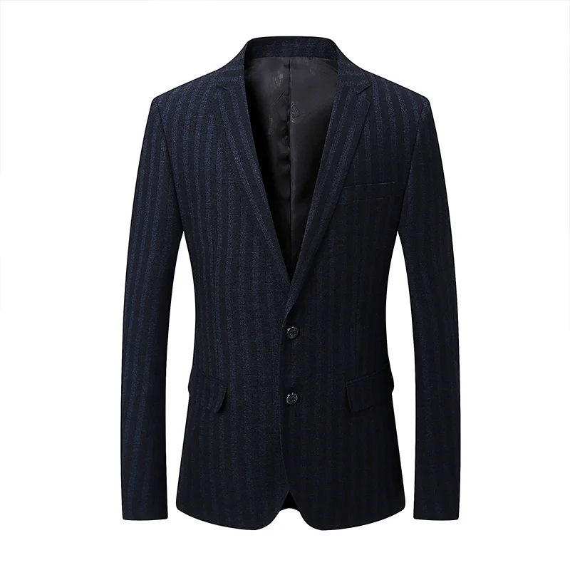 

2019 Spring Autumn Casual Men Blazer High Quality Mens Slim Fit Stripe Blazers Cotton Jacket Men's Fashion Suit Jackets