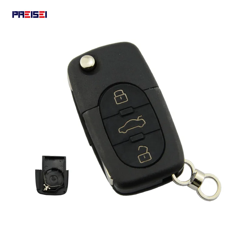 

PREISEI 10pcs/lot Round 3 Button Replacements Car Remote Flip Key Covers Case Fob For VW Volkswagen Bora Pola Auto Accessroies
