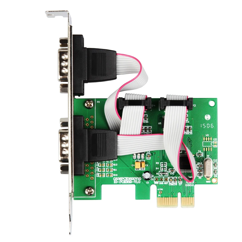 2 منفذ RS232 PCI-Express X1 بطاقة تسلسلية WCH382 شرائح DB9 COM منفذ بطاقات التوسع الصناعي