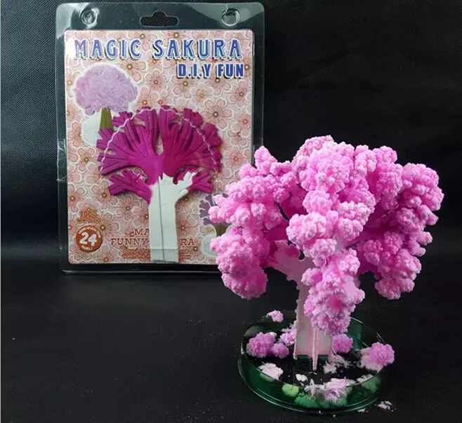 

2019 20PCS 14x11cm Pink Big Magic Grow Paper Japanese Sakura Tree Magically Growing Trees Kit Desktop Cherry Blossom Kids Toys