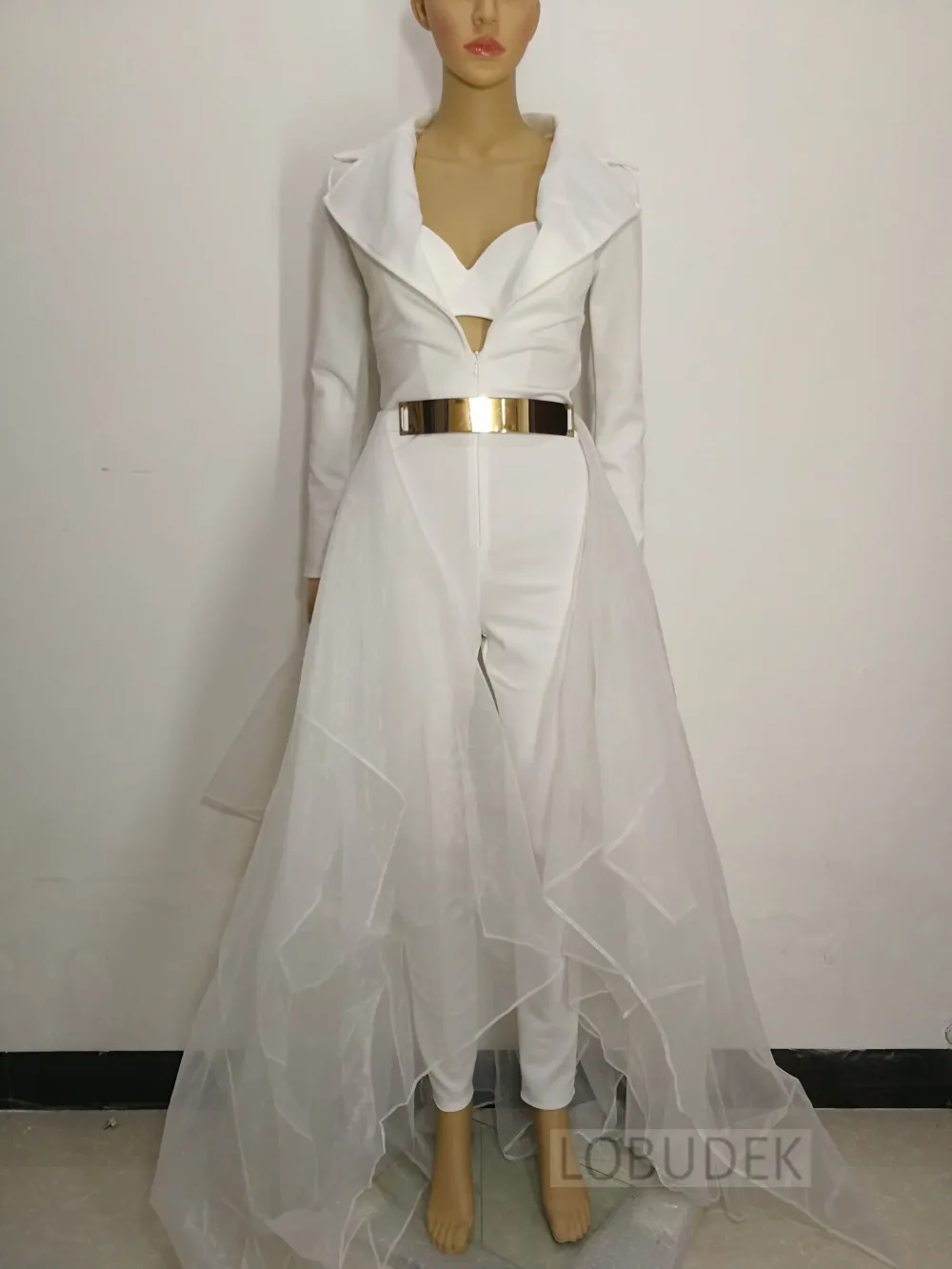 Traje de fiesta para discoteca, cantante femenina, bailarina, Jazz, DJ, DS, mono de actuación, Bar, fiesta, espectáculo, traje de escenario, peleles ajustados sexys blancos