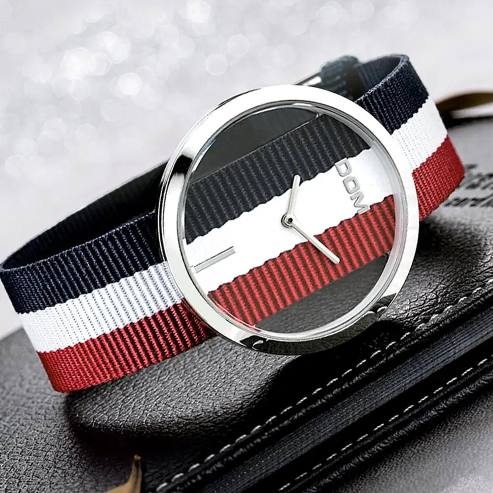 Watch Women DOM Brand Luxury Fashion Casual Quartz Unique Stylish Hollow Skeleton Watches Nylon Sport Lady Wristwatches LP-205