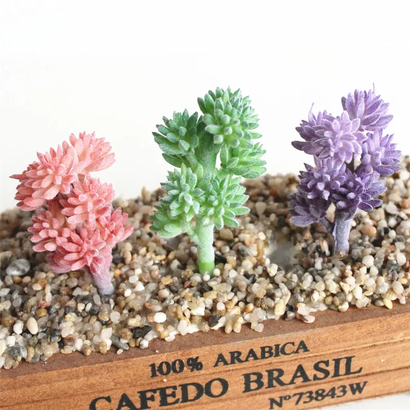Flocking Artificial Succulents Plants Grass Artificial Plant Landscape Fake Flower Ornament Home Office Party Garden Decoration