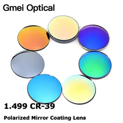 Gmei Optical 1.499 CR-39 Standard Index Resin Mirror Colourful Coating Polarized Myopia Sunglasses Prescription Optical Lenses