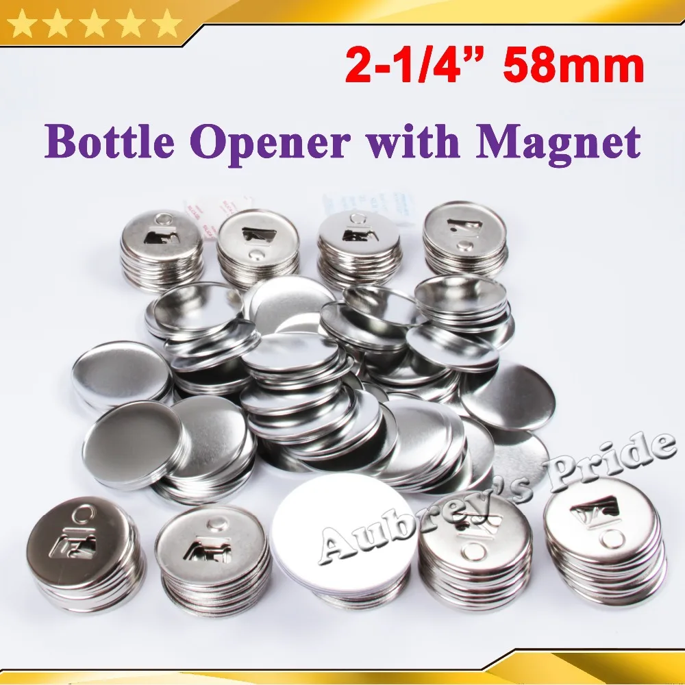 56mm 58mm 100 Sets Bottle Opener with Magnet Nickle Badge Button Supply Materials for NEW Professional Badge Button Maker