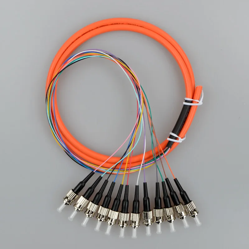 12 core Fiber Optic Bundle Pigtail ST multimode fiber optical MM OM1  62.5/125, 1.5 Meters factory A small number of custom made