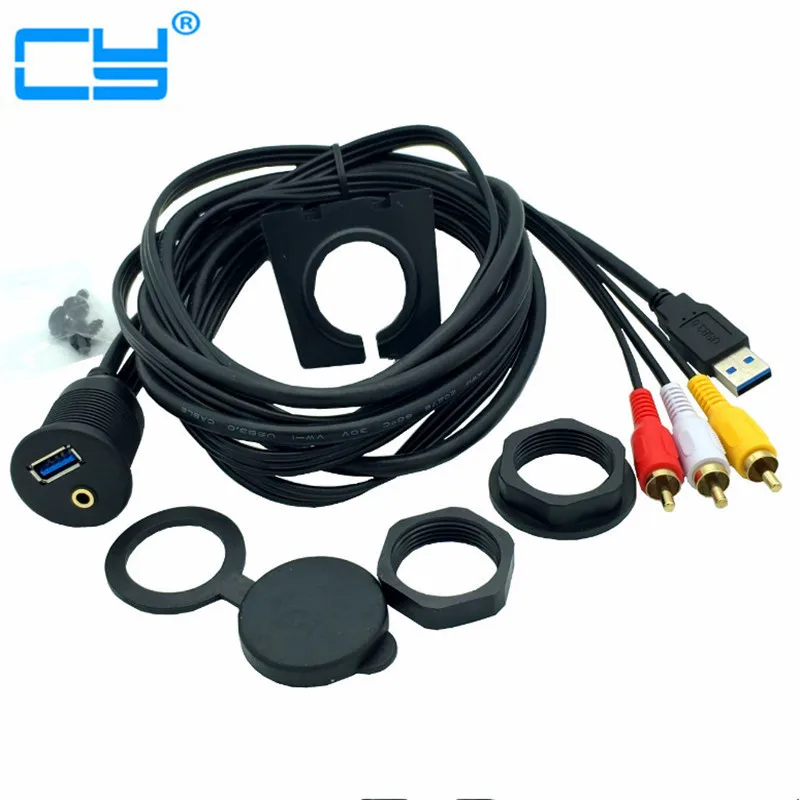 Bảng Điều Khiển Xe Xả Gắn Bảng Điều Khiển USB 3.0 Nam Đến Nữ + 3RCA Nam Đến 3.5 Mm Nối Dài 1 M/2 M