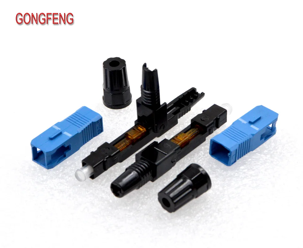 GONGFENG 200pcs NEW Preburied FTTH Optical Fiber Quick Connector SC UPC Single Mode Fast Connector Special Wholesale