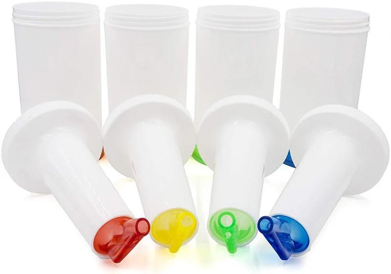 4PCS Bar Fruit Juice Containers  Fruit Juice Bottles - Commercial Grade Bar Pourers with Spout and Lid (Set of 4)
