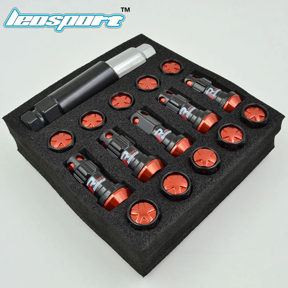 Leosport-New Style Wheel Nuts Iron Racing Lug Nuts 20pcs lock racing lug nuts + 2 set security key Wheel Screw Nuts