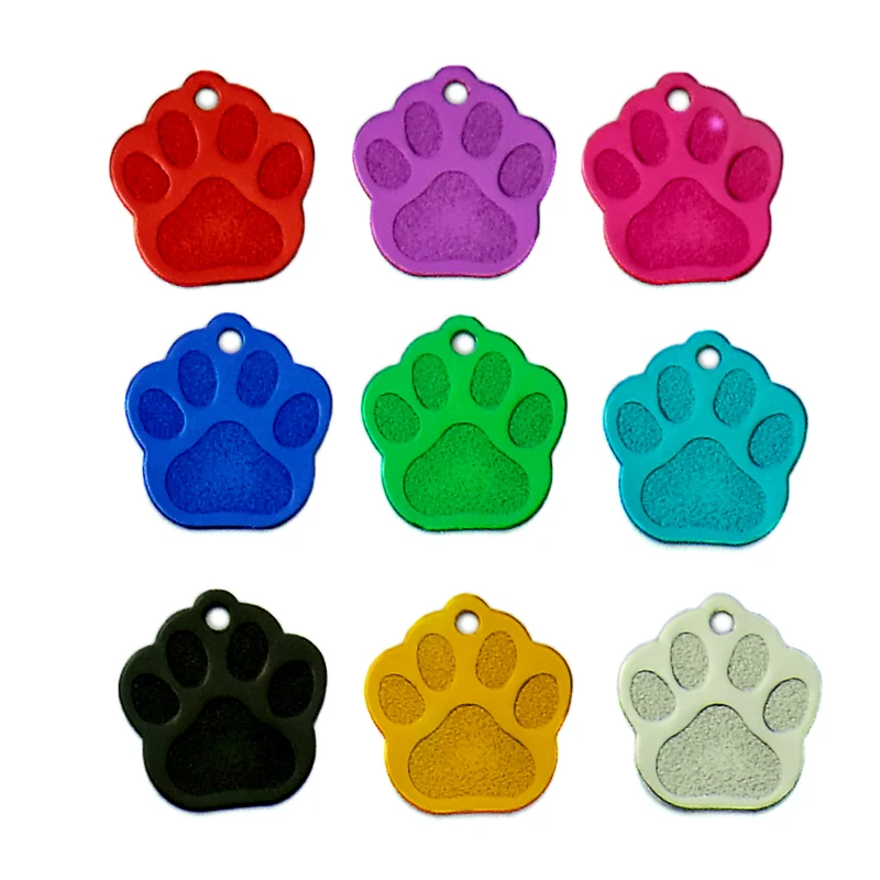 20pcs Paw Shape 2 Sides Tag pet dogs and cats ID Cat Puppy Name Phone No. of Pet accessories aluminum products decor ID Tags