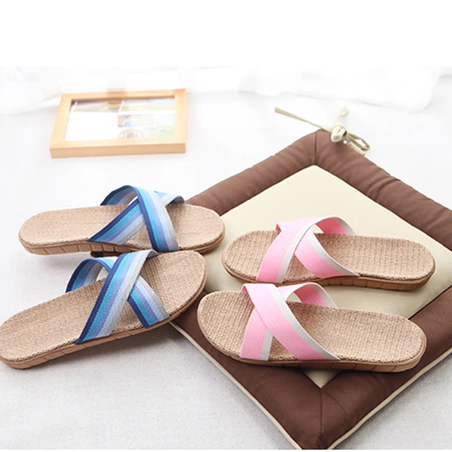 New Summer Home Slipper Women Indoor Bedroom Slippers Woman 22 Gradient Color Plus Size Beach Flat Shoes Women House Slippers