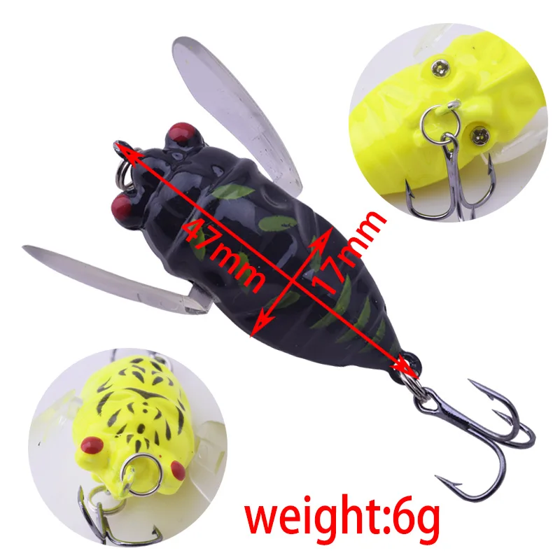 1pcs Fishing Lure Bass cicada iscas 6g 4.7cm Insects Fishing Bait hard bait for catch Carp Trout crankbait topwater wobblers