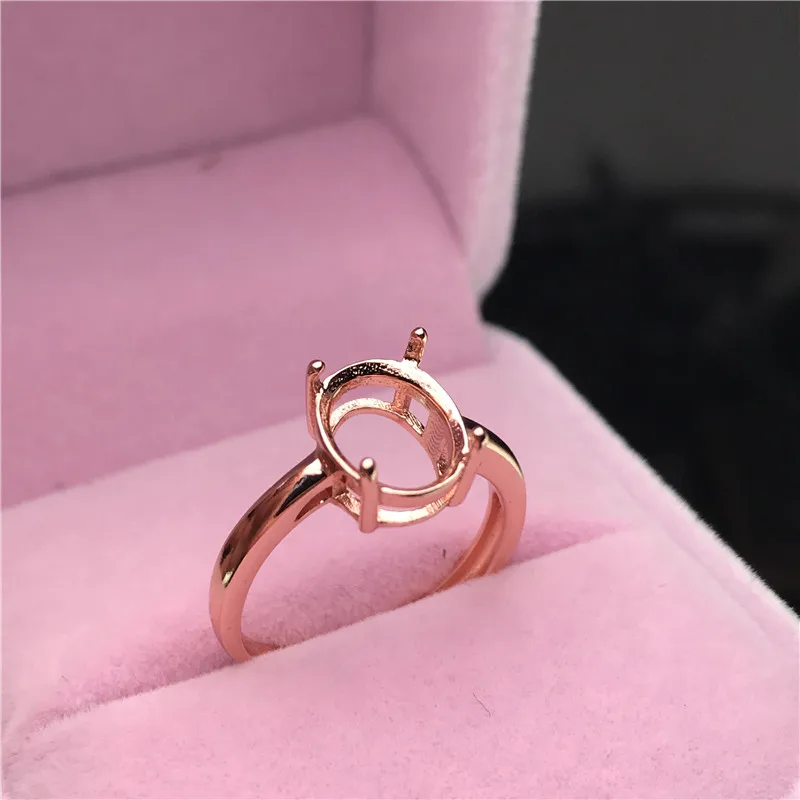 4 claws style oval shape ring basis S925 silver plated 18K gold ring base shank prong setting gemstones inlaid jewelry DIY women