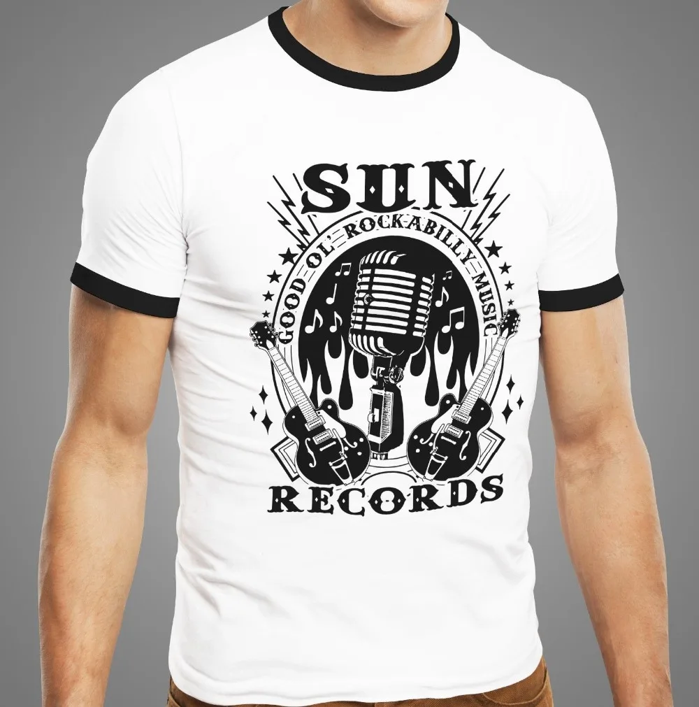 Records Rockabilly Music Vintage Men Ringer 2019 Summer Style Fashion Men O-Neck Solid Short Sleeve T Shirts Ideas