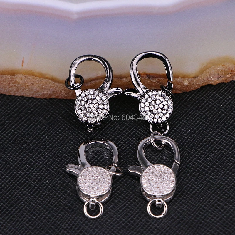 

10PCS ZYZ180-9193 Clear CZ Micro Pave Copper Lobster Clasp Gun Black Rose Gold Silver Color Lobster Clasp In 13 * 24 mm