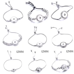 Hot Sale Snaps Jewelry Adjustable Snap Button Bracelet 18mm 12mm Metal Snap Button Charms Bracelets For Women