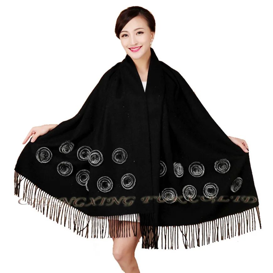 

Free Shipping CX-B-P-36 Women Fur Flower Cape Pashmina Shawls With Fur ~Drop Shipping