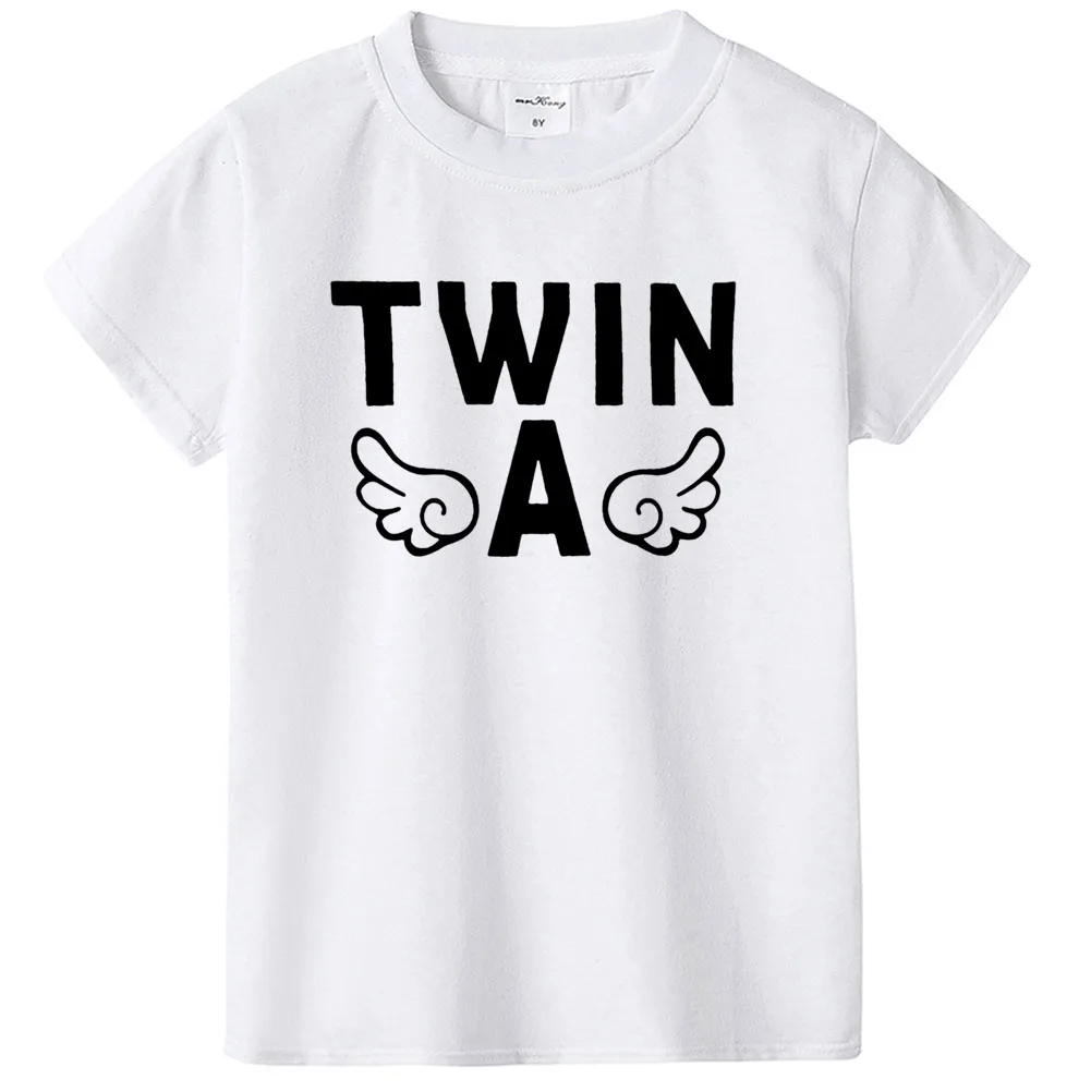 Twin A & Twin B White Baby Kids Short Sleeve T Shirt Boys Girls Summer Twin  Toddler Tops Tees  Friends Twin Kids T-shirts