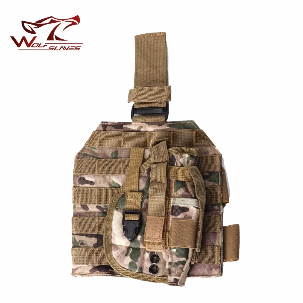 Molle Gun Case Adjustable Tactical Holster Puttee Thigh Leg PB 075 Pistol Airsoft Gun Holster Pouch with Magazine Pocket Bag