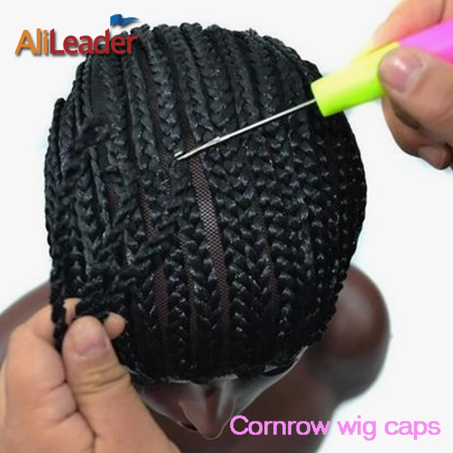 Good Cornrows Cap For Easier Sew In Braided Wig Caps Crotchet Black Color Crochet Braids Wig Cap Weave Cap For Making Wig image 2