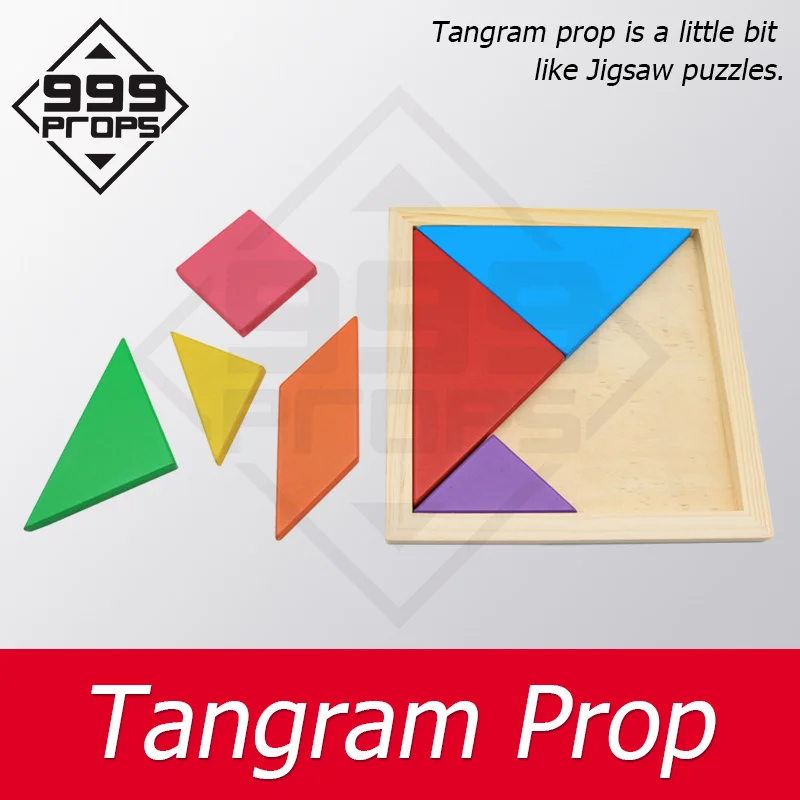 Tangram Prop jigsaw prop puzzle props escape room put all  pieces into the wooden box to unlock Chamber game props 999PROPS