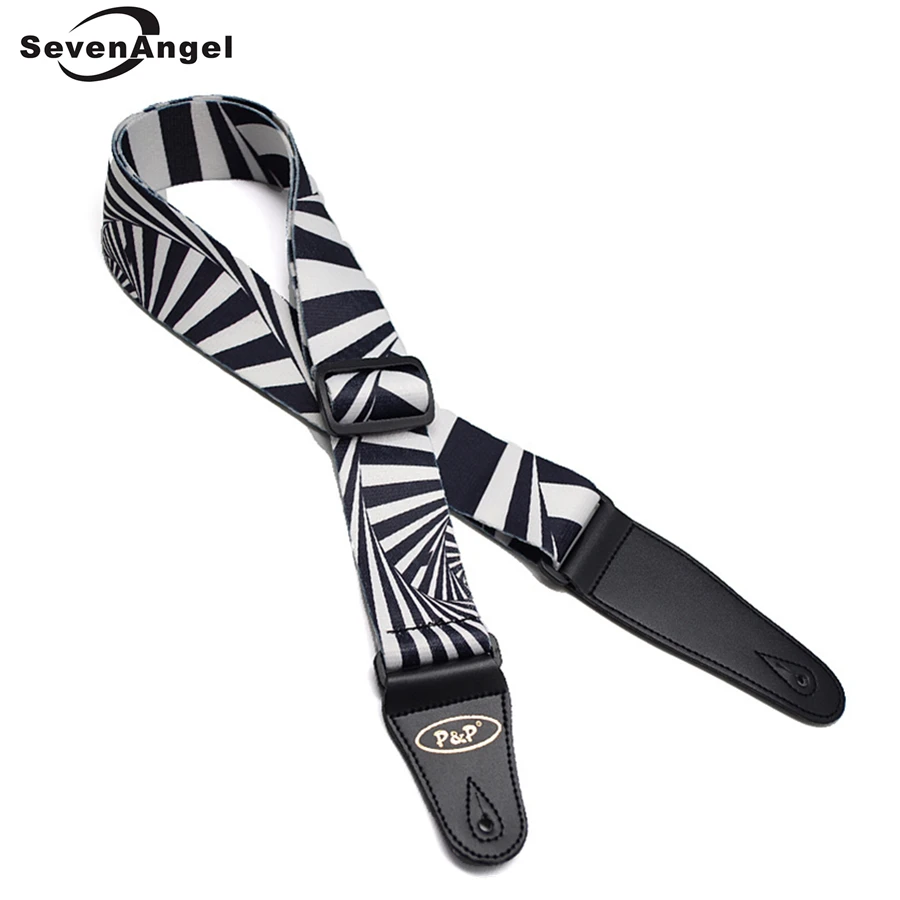 Acoustic Electric Guitar Strap Embroidery Adjustable Leather Ends Zebra stripe Style Music Instruments Accessories Straps