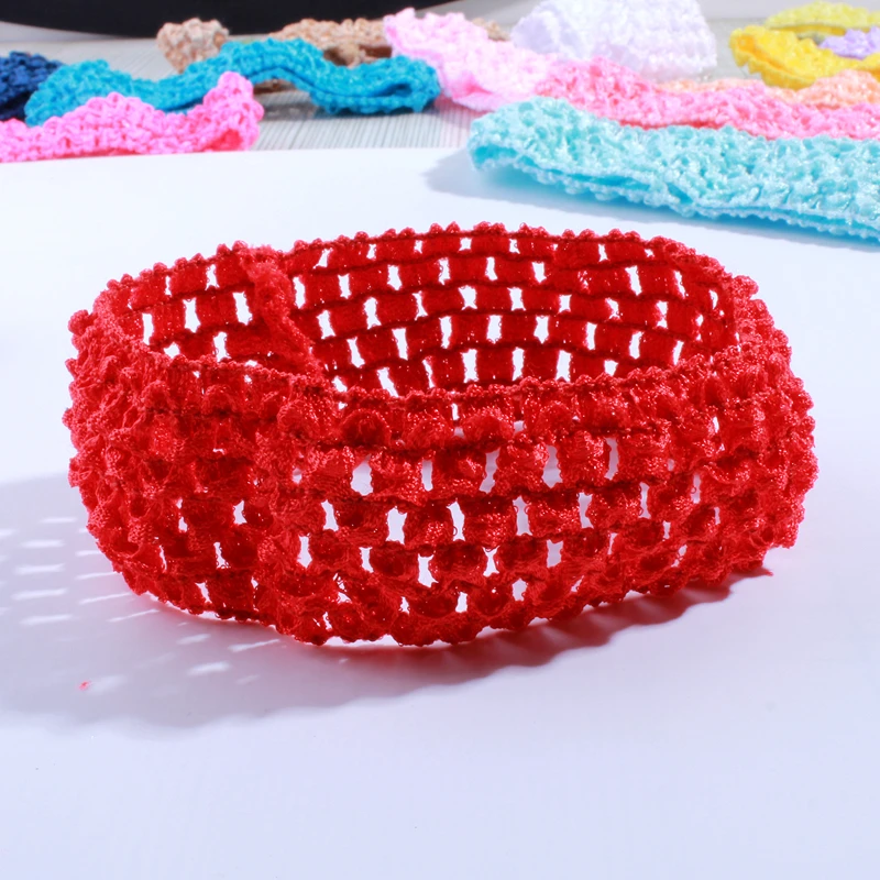 10PCS 4*28CM Fashion Crochet Elastic Band For Head Wear Hollow out Knit Elastic Ribbon Band Hair Tie For Garment Accessory