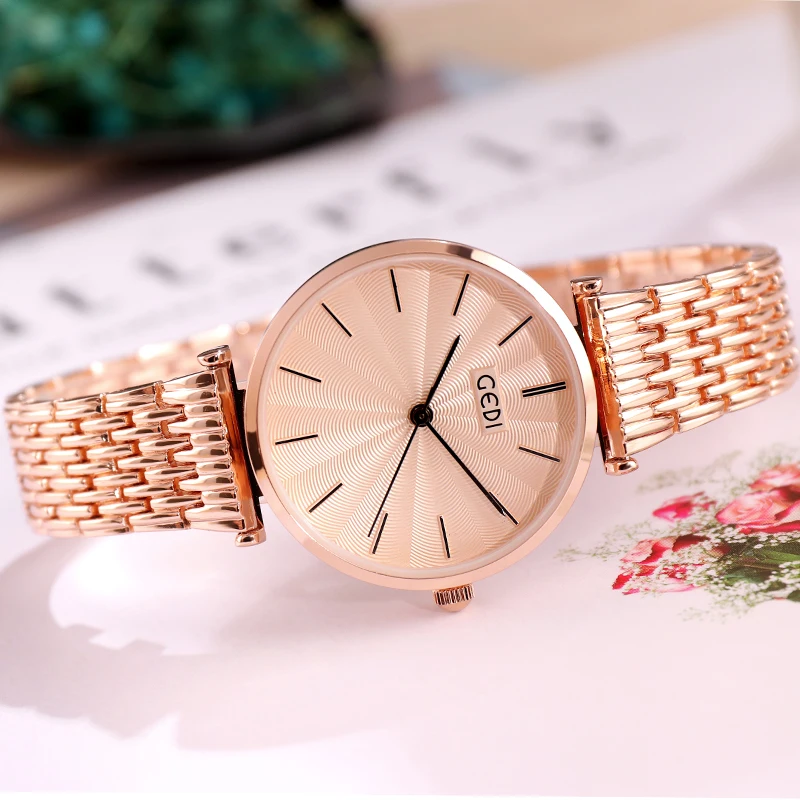 GEDI Orologi Al Quarzo Da Donna In Oro Signore Orologio di Moda Femminile Orologio Da Polso delle Donne di Affari Della Vigilanza Superiore di Marca di Lusso Vita Impermeabile
