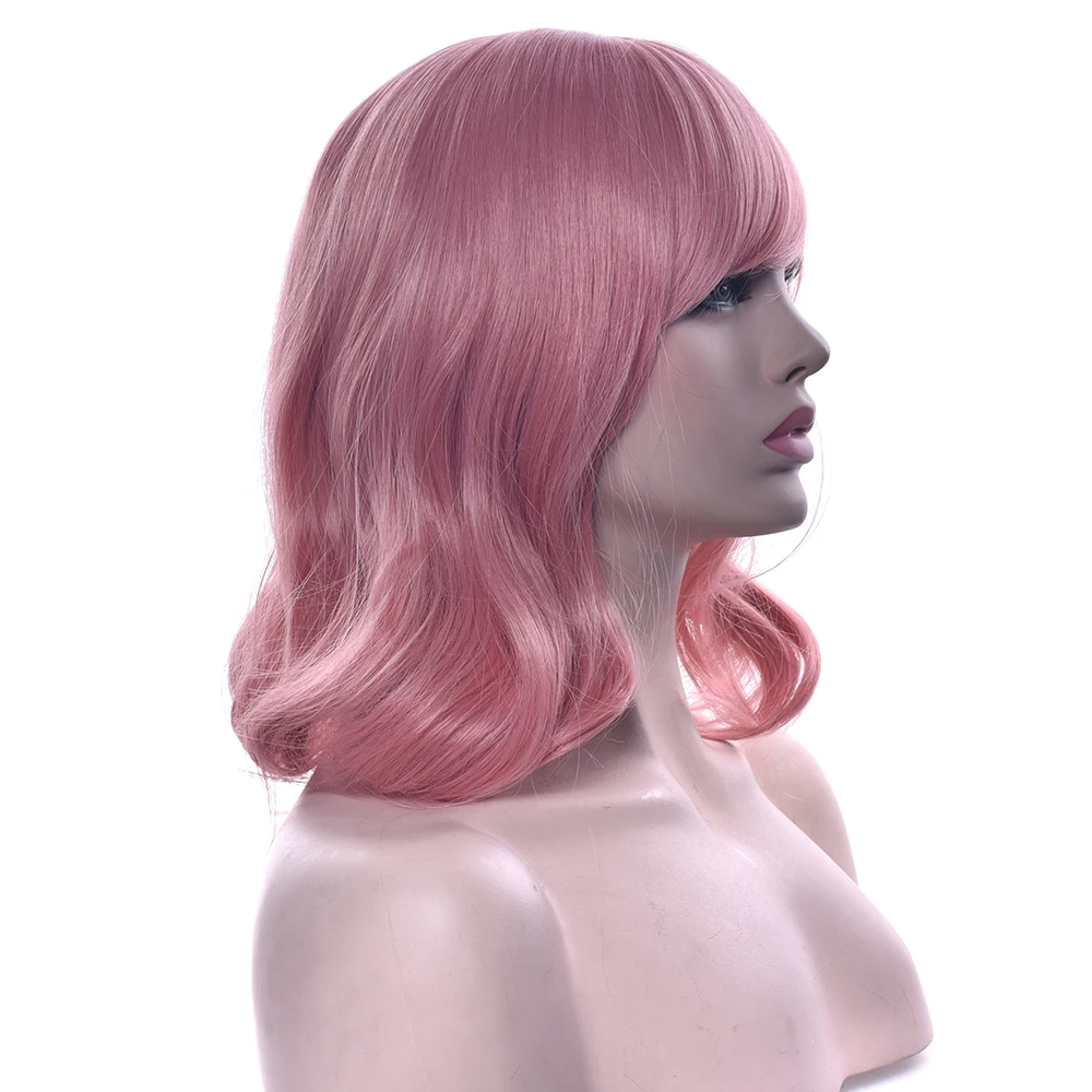 Soowee Short Curly Blonde Wigs Synthetic Hair Pink Black Brown Party Hair Pieces Cosplay Wig Hairpiece for Women