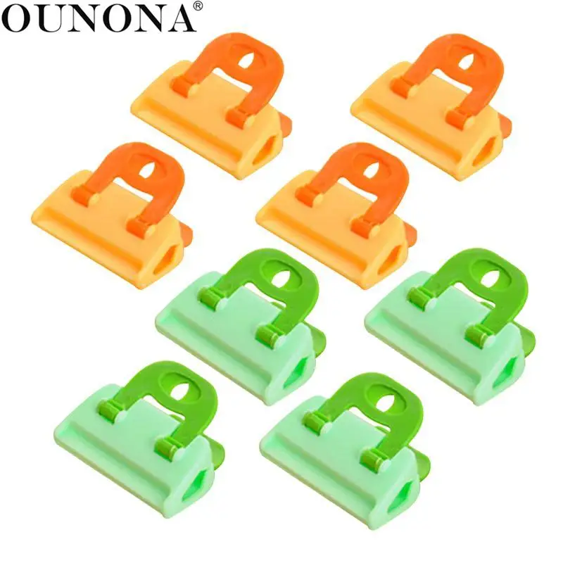 OUNONA 8pcs Plastic Portable ABS Practical Food Sealing Very Strong Clamp Clip Powder Food Package Bag Clip