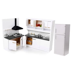 Miniature Luxury White Wooden Cabinet Refrigerator Fridge Furniture for 1/12 Dolls House Kitchen Dinning Room Decoration